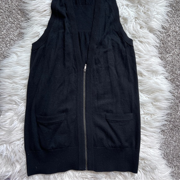 Banana Republic Black Sweater Vest Cardigan Zip Front Size M - Picture 4 of 4